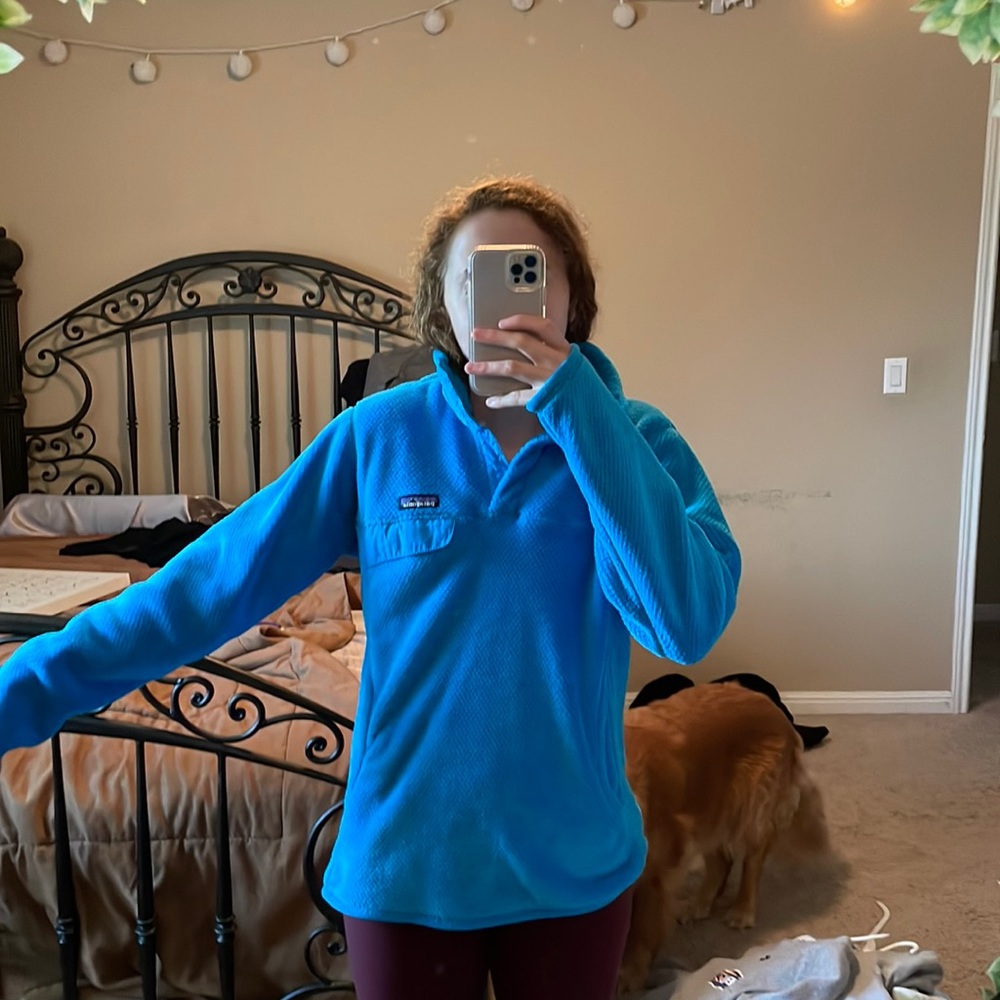 Blue Patagonia quarter button up